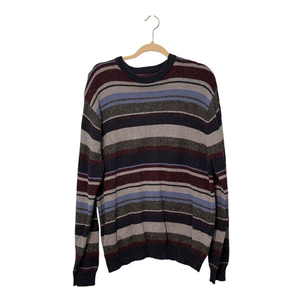 Vintage Oleg Cassini Wool Blend Pullover Mens L 
Striped Sweater Crew